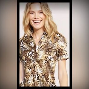 Leopard Print Button-Up Blouse